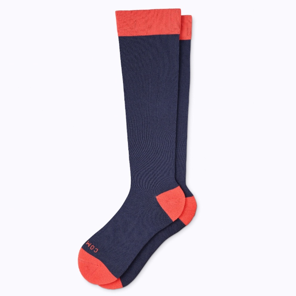 Comrad Knee-High Compression Companions Socks in Navy/Red Colorblock